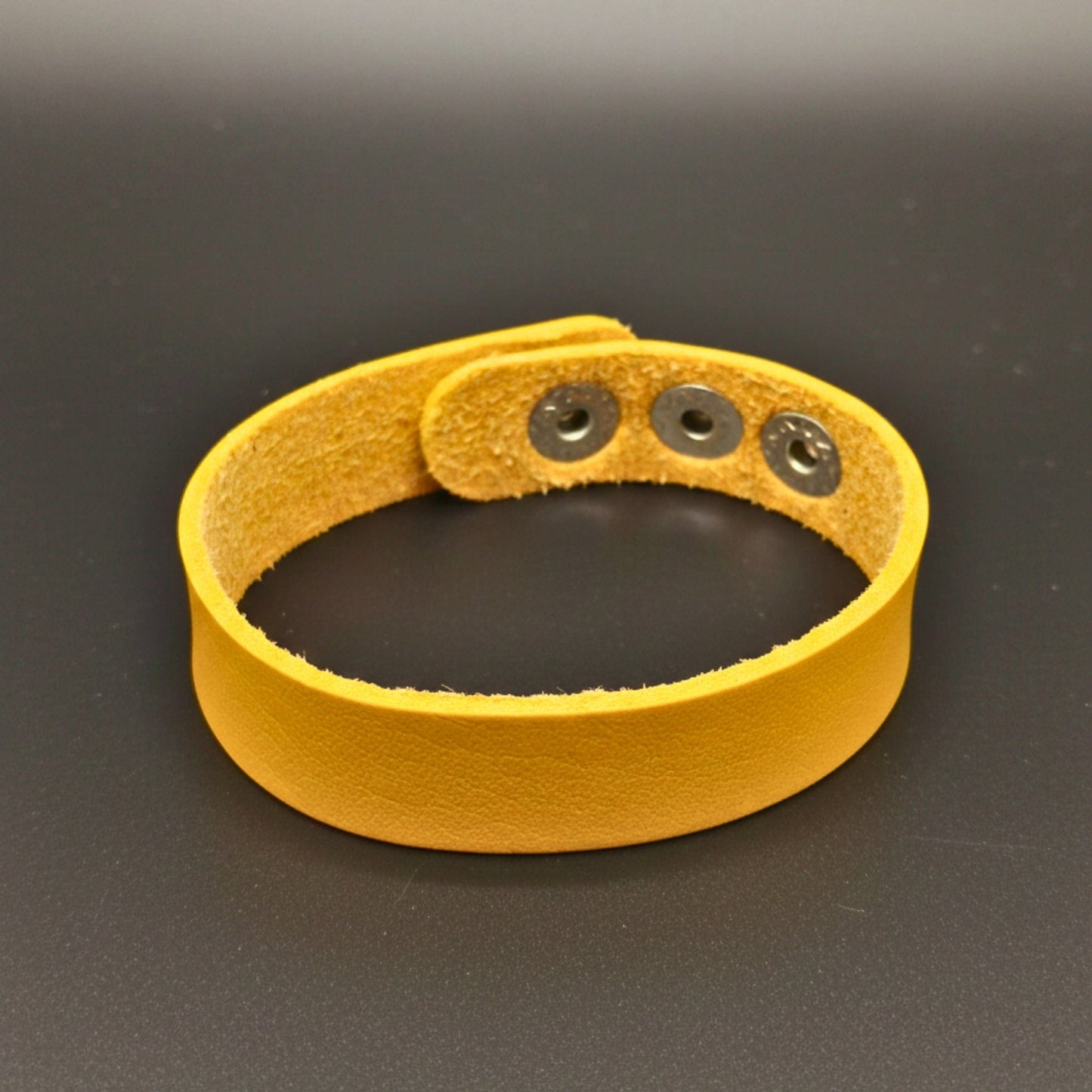 THE MEN THING Leather Bracelet BLAZEFIT YELLOW STRAP - 18mm Genuine Leather Bracelet with Stainless Steel Stud button Closure for Men & Boys (6.6-7.1-7.6 inch)