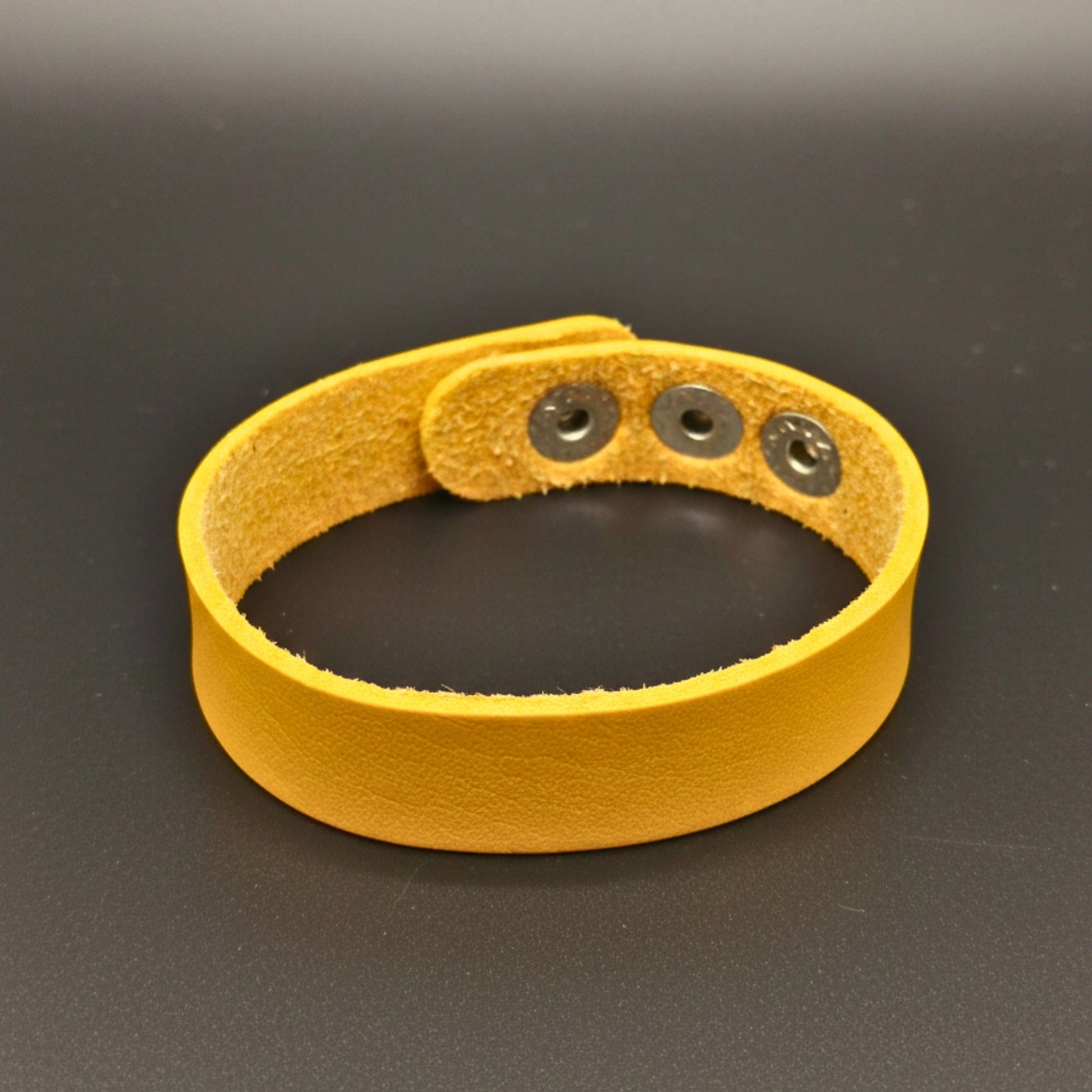 THE MEN THING Leather Bracelet BLAZEFIT YELLOW STRAP - 18mm Genuine Leather Bracelet with Stainless Steel Stud button Closure for Men & Boys (6.6-7.1-7.6 inch)