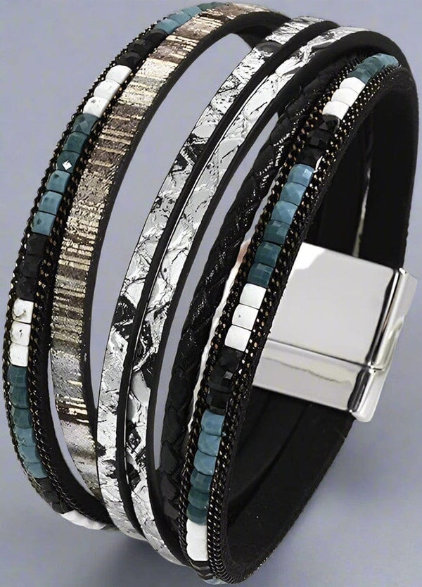 BOHEMIAN BLISS - Multiple Genuine Braided Leather Bracelet Set for Men & Boys (8 inch)