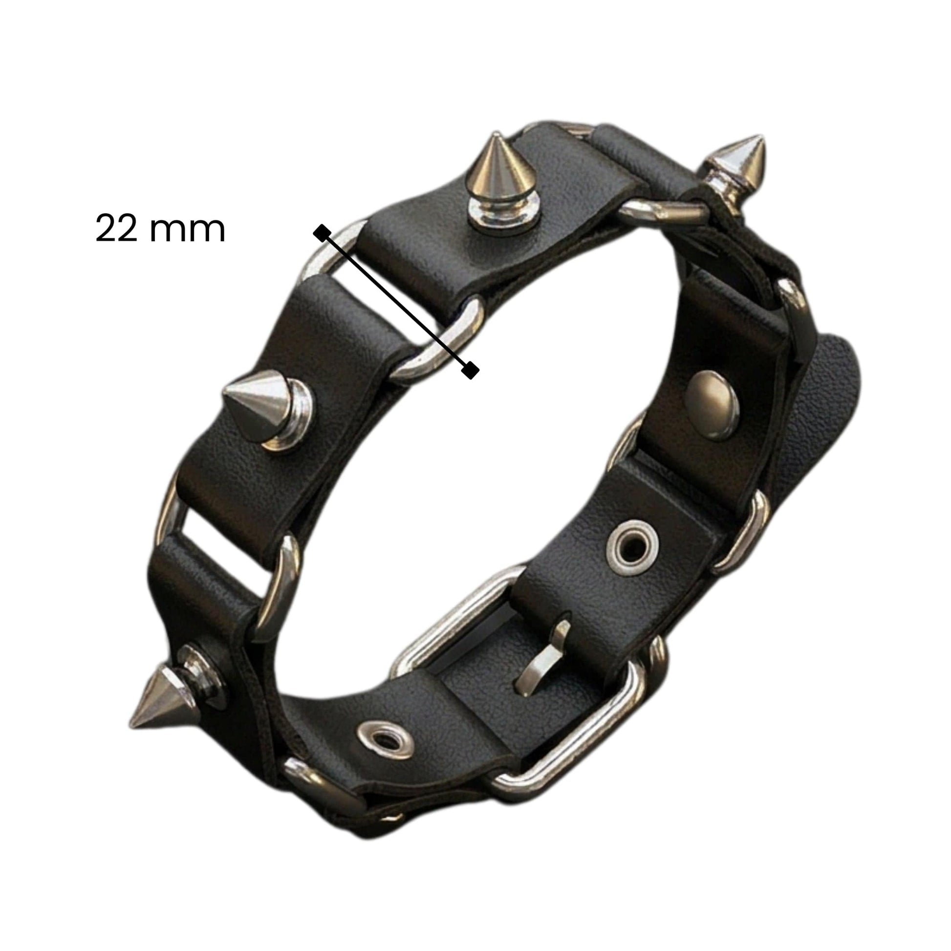 THE MEN THING Leather Bracelet BOLD SPIKED - 23 mm Genuine Leather Adjustable Bracelet for Men & Boys (8 to 9 inch)