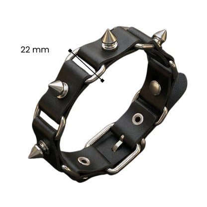 THE MEN THING Leather Bracelet BOLD SPIKED - 23 mm Genuine Leather Adjustable Bracelet for Men & Boys (8 to 9 inch)