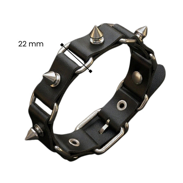 BOLD SPIKED - 23 mm Genuine Leather Adjustable Bracelet for Men & Boys (8 to 9 inch)