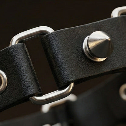 THE MEN THING Leather Bracelet BOLD SPIKED - 23 mm Genuine Leather Adjustable Bracelet for Men & Boys (8 to 9 inch)