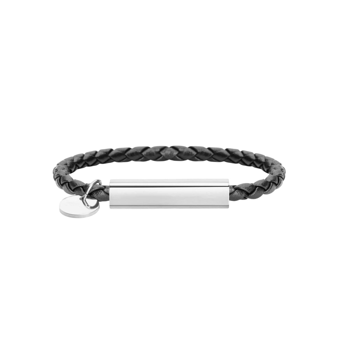 THE MEN THING Leather Bracelet BRAID BAR - 6mm Genuine Leather Bracelet with Stainless Steel Magnetic Barrel Clasp for Men & Boys (8 inch)