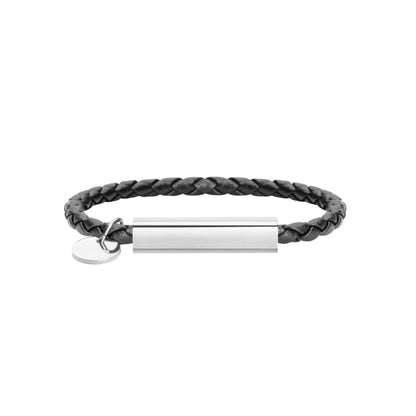 THE MEN THING Leather Bracelet BRAID BAR - 6mm Genuine Leather Bracelet with Stainless Steel Magnetic Barrel Clasp for Men & Boys (8 inch)