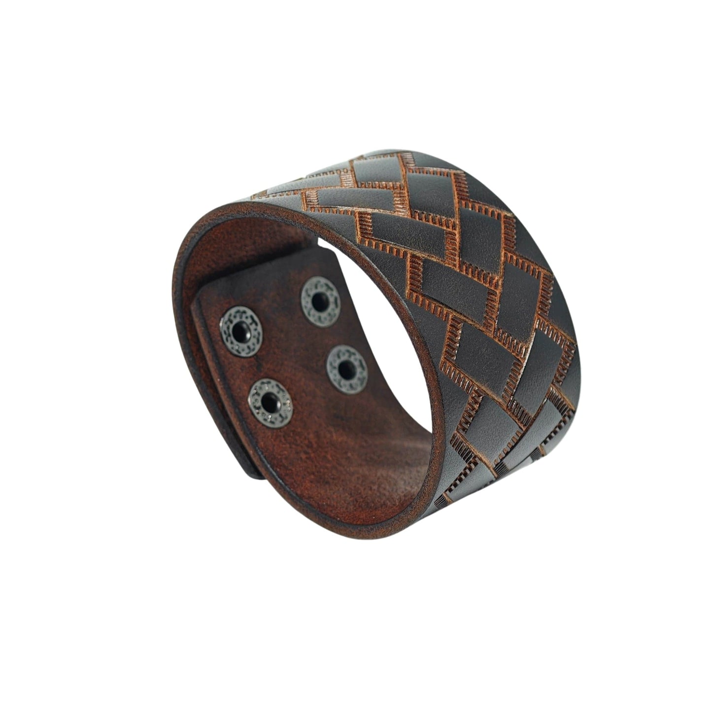 THE MEN THING Leather Bracelet BRAIDX VALOR - BROWN  - 40mm Brown Genuine Leather Bracelet for Men & Boys (9 inch)