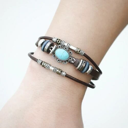 BRONZE KNIGHT - Genuine Braided Leather Bracelet Set for Men & Boys (8 inch)