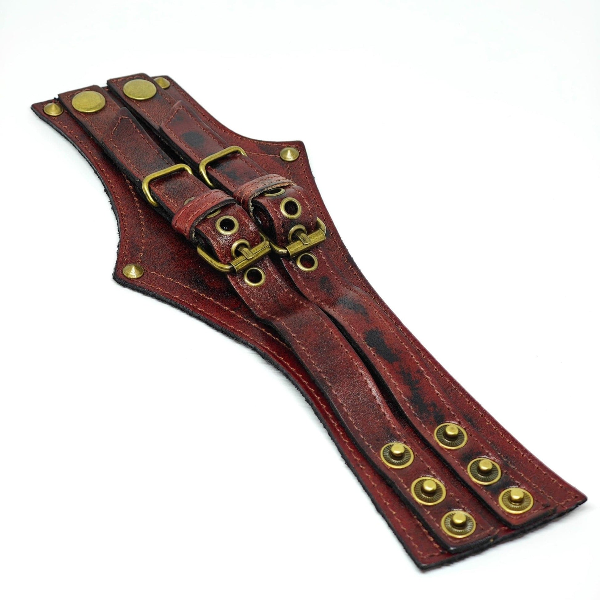 THE MEN THING Leather Bracelet CRIMSON REBEL - 55mm Genuine Leather Adjustable Bracelet for Men & Boys (8-8.5-9 inch)