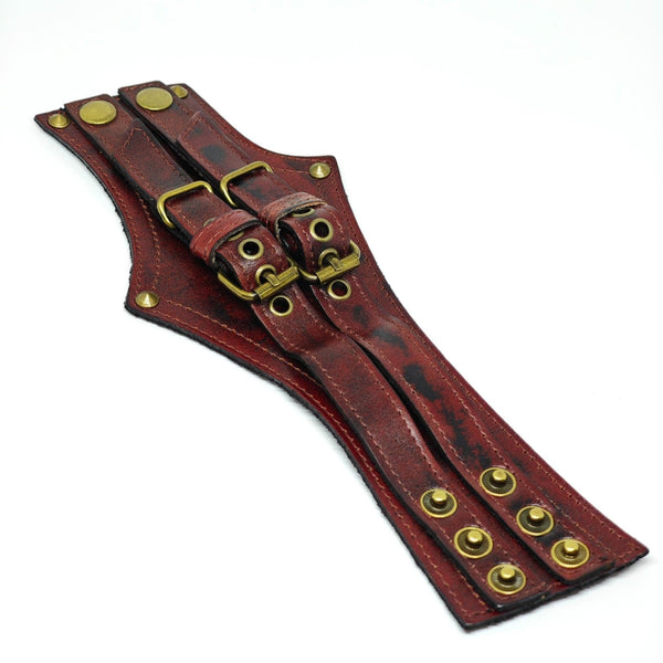 CRIMSON REBEL - 55mm Genuine Leather Adjustable Bracelet for Men & Boys (8-8.5-9 inch)