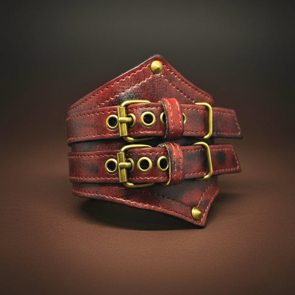 CRIMSON REBEL - 55mm Genuine Leather Adjustable Bracelet for Men & Boys (8-8.5-9 inch)