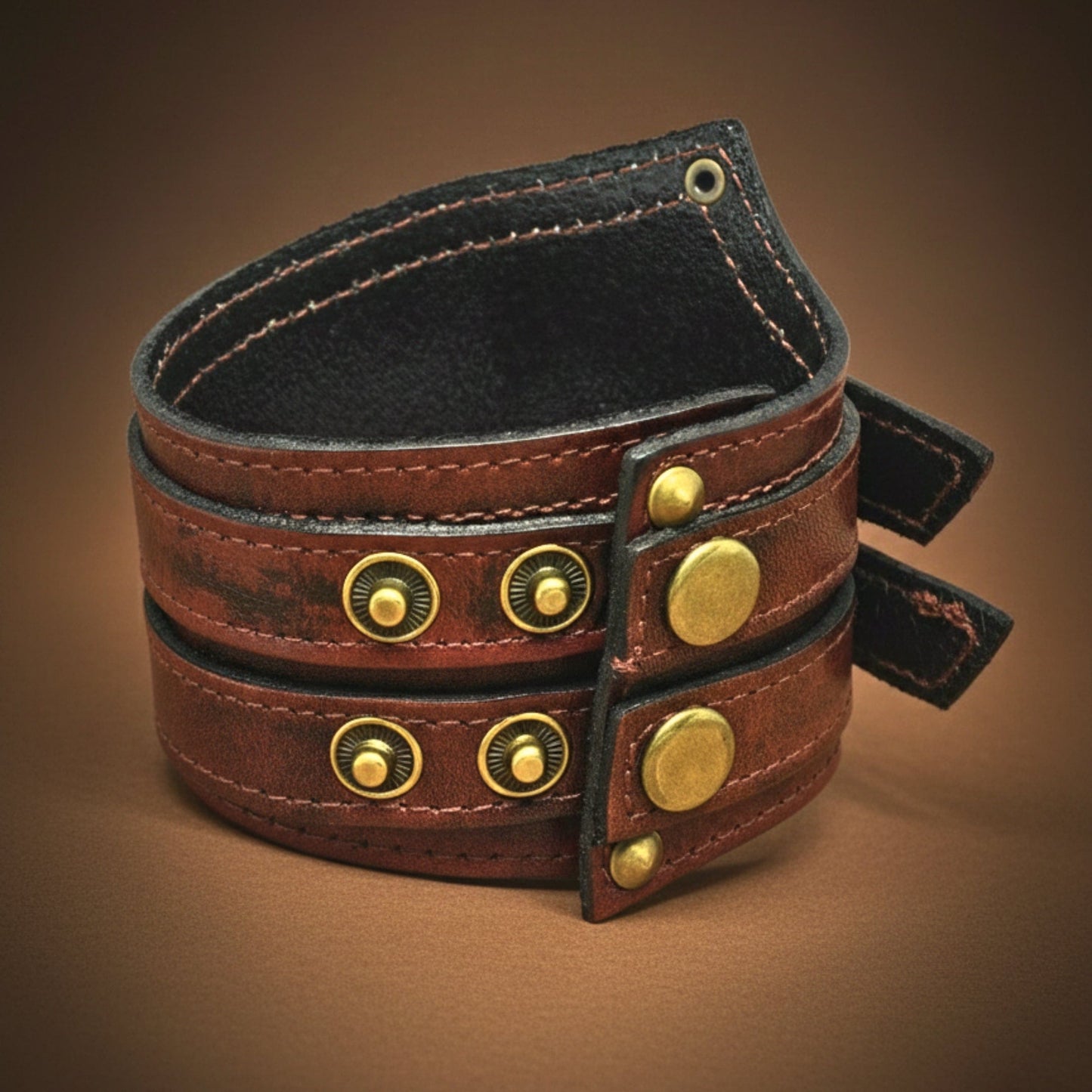 THE MEN THING Leather Bracelet CRIMSON REBEL - 55mm Genuine Leather Adjustable Bracelet for Men & Boys (8-8.5-9 inch)