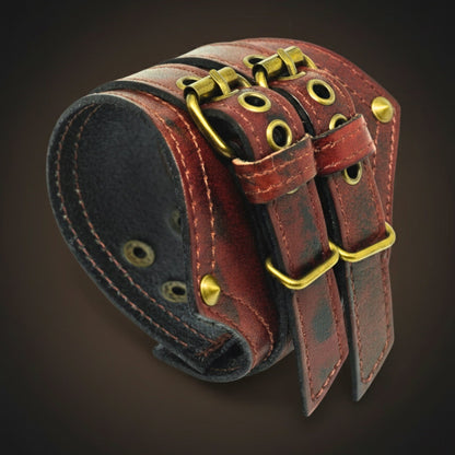 THE MEN THING Leather Bracelet CRIMSON REBEL - 55mm Genuine Leather Adjustable Bracelet for Men & Boys (8-8.5-9 inch)