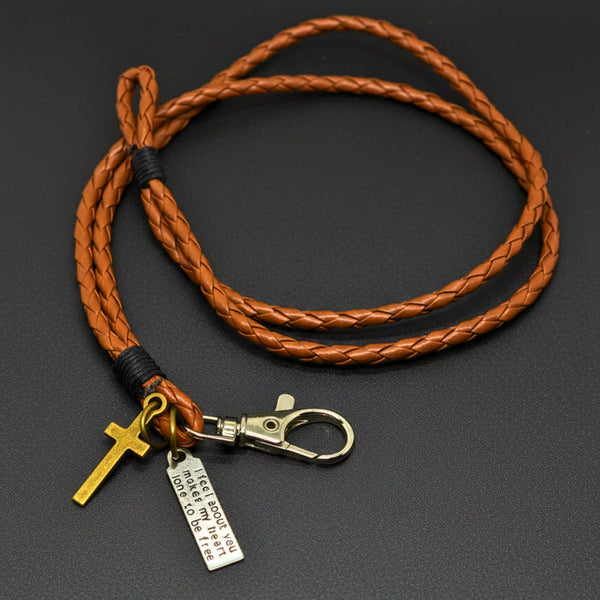 CROSSLOOM - Brown 8mm Genuine Leather Bracelet with Stainless Steel Lobster Clasp for Men & Boys (15 inch)