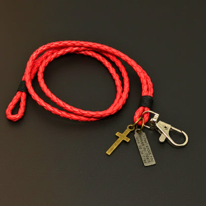 THE MEN THING Leather Bracelet CROSSLOOM - Red 8mm Genuine Leather Bracelet with Stainless Steel Lobster Clasp for Men & Boys (15 inch)