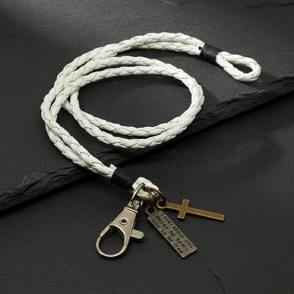 THE MEN THING Leather Bracelet CROSSLOOM - White 8mm Genuine Leather Bracelet with Stainless Steel Lobster Clasp for Men & Boys (15 inch)