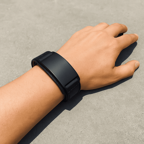 DARKMATTER STRAP BLACK - Genuine Braided Leather Bracelet Set for Men & Boys (8 inch)