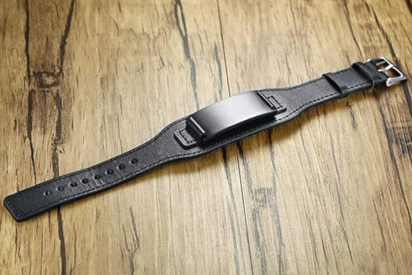 DARKMATTER STRAP BLACK - Genuine Braided Leather Bracelet Set for Men & Boys (8 inch)