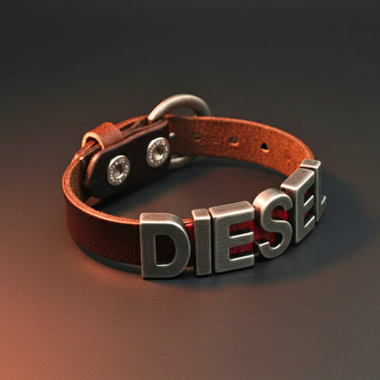 THE MEN THING Leather Bracelet DIESEL EDGE - 15mm Brown Genuine Leather Adjustable  Bracelet for Men & Boys (9 inch)
