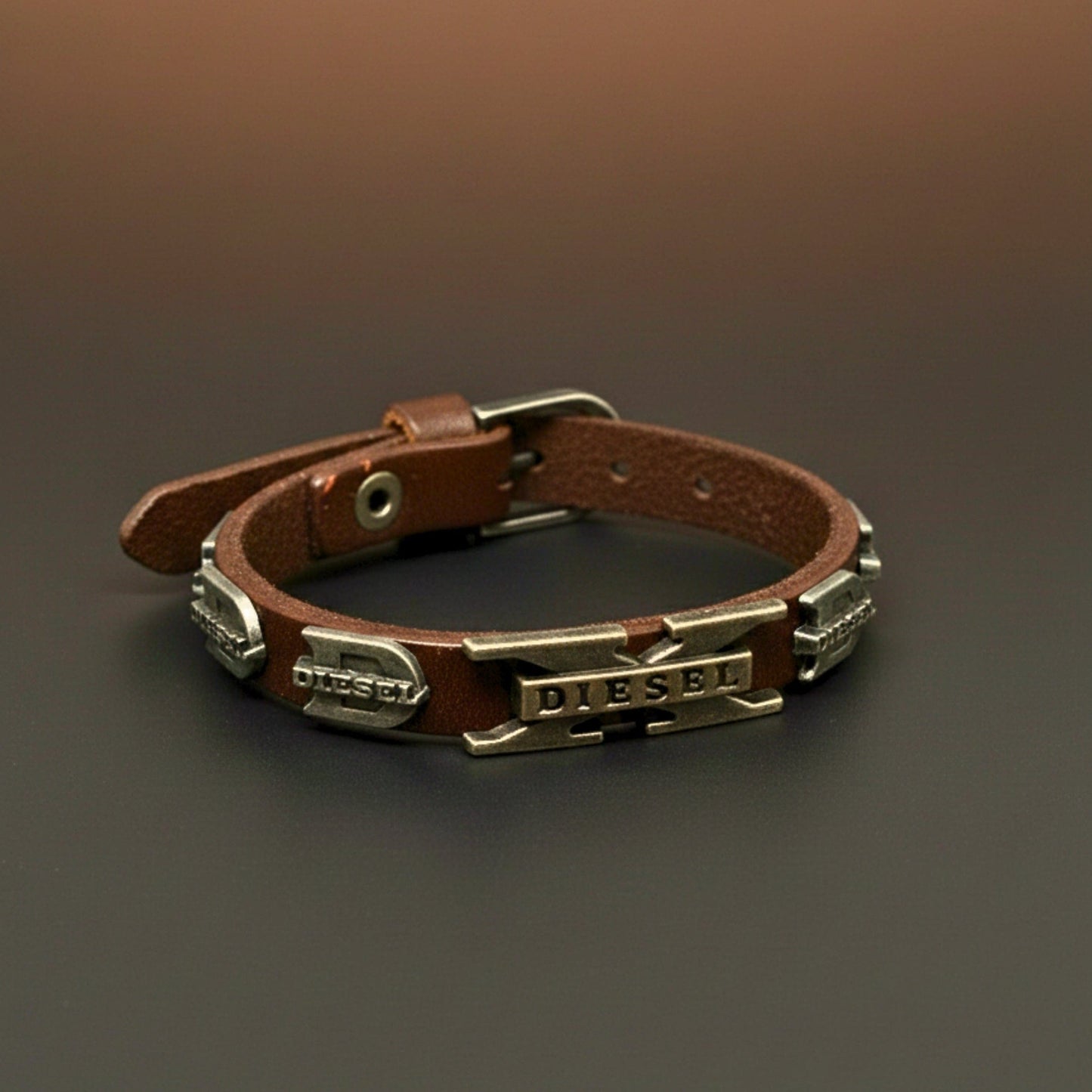 THE MEN THING Leather Bracelet DIESEL REBEL - 14mm Black Genuine Leather Adjustable Bracelet for Men & Boys (9.8 inch)