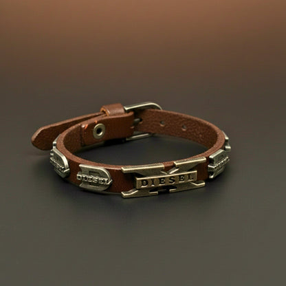 THE MEN THING Leather Bracelet DIESEL REBEL - 14mm Black Genuine Leather Adjustable Bracelet for Men & Boys (9.8 inch)