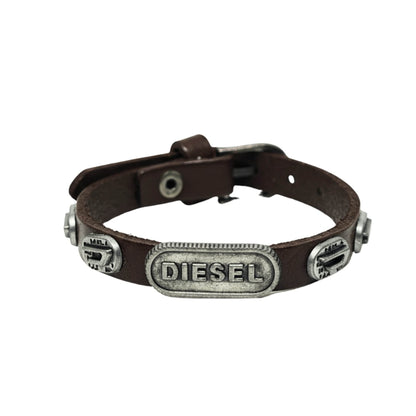 THE MEN THING Leather Bracelet DIESEL RETRO - 10mm Brown Genuine Leather Adjustable Bracelet for Men & Boys (9.8 inch)