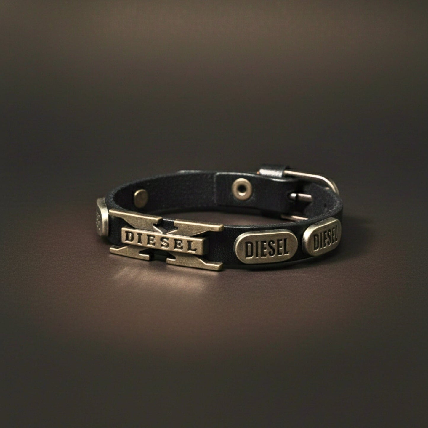 THE MEN THING Leather Bracelet DIESEL VALOR - 14mm Black Genuine Leather Adjustable Bracelet for Men & Boys (9.8 inch)