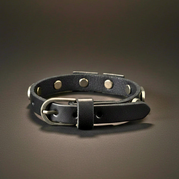 DIESEL VALOR - 14mm Black Genuine Leather Adjustable Bracelet for Men & Boys (9.8 inch)