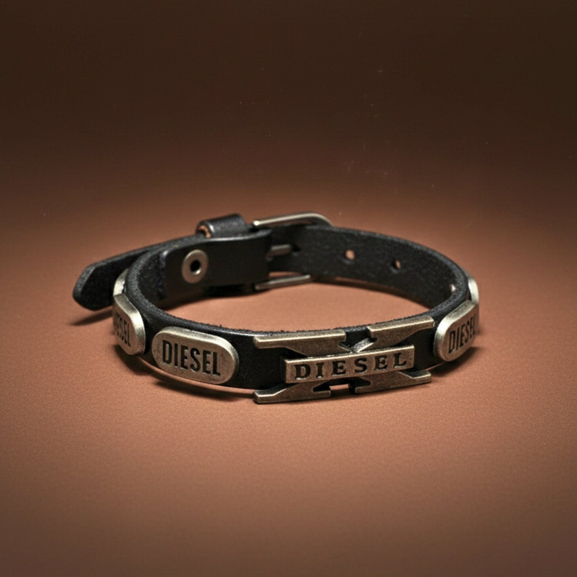 THE MEN THING Leather Bracelet DIESEL VALOR - 14mm Black Genuine Leather Adjustable Bracelet for Men & Boys (9.8 inch)