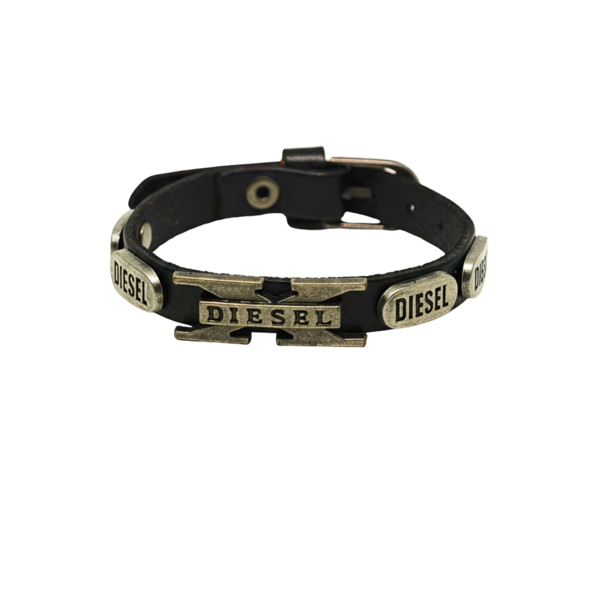 THE MEN THING Leather Bracelet DIESEL VALOR - 14mm Black Genuine Leather Adjustable Bracelet for Men & Boys (9.8 inch)