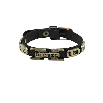 THE MEN THING Leather Bracelet DIESEL VALOR - 14mm Black Genuine Leather Adjustable Bracelet for Men & Boys (9.8 inch)