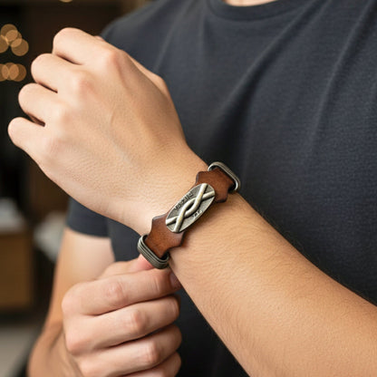 THE MEN THING Leather Bracelet DIESELCOIL HERITAGE - 24mm Genuine Leather Bracelet with Stainless Steel  Stud button Closure for Men & Boys (8.5 inch)