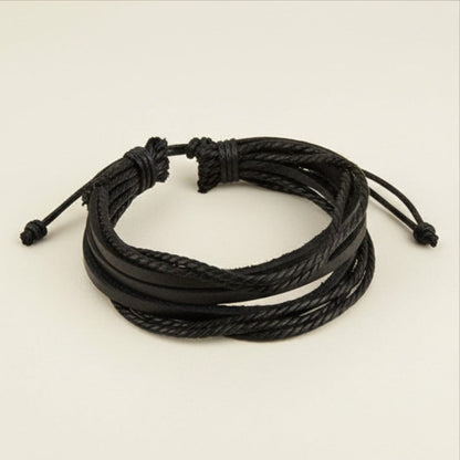 THE MEN THING Leather Bracelet DOMINATOR CUFF - Genuine Braided Leather Bracelet Set for Men & Boys (8 inch)