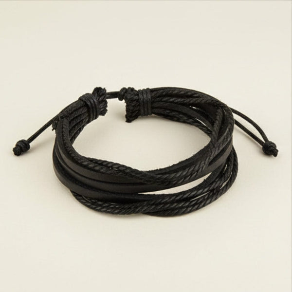 DOMINATOR CUFF - Genuine Braided Leather Bracelet Set for Men & Boys (8 inch)