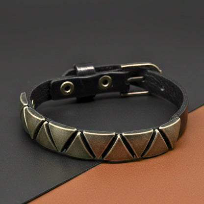 THE MEN THING Leather Bracelet DRAKKAR REIGN - 10mm Black Genuine Leather Adjustable Bracelet for Men & Boys (9.5 inch)