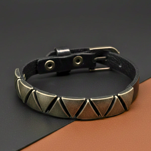 DRAKKAR REIGN - 10mm Black Genuine Leather Adjustable Bracelet for Men & Boys (9.5 inch)