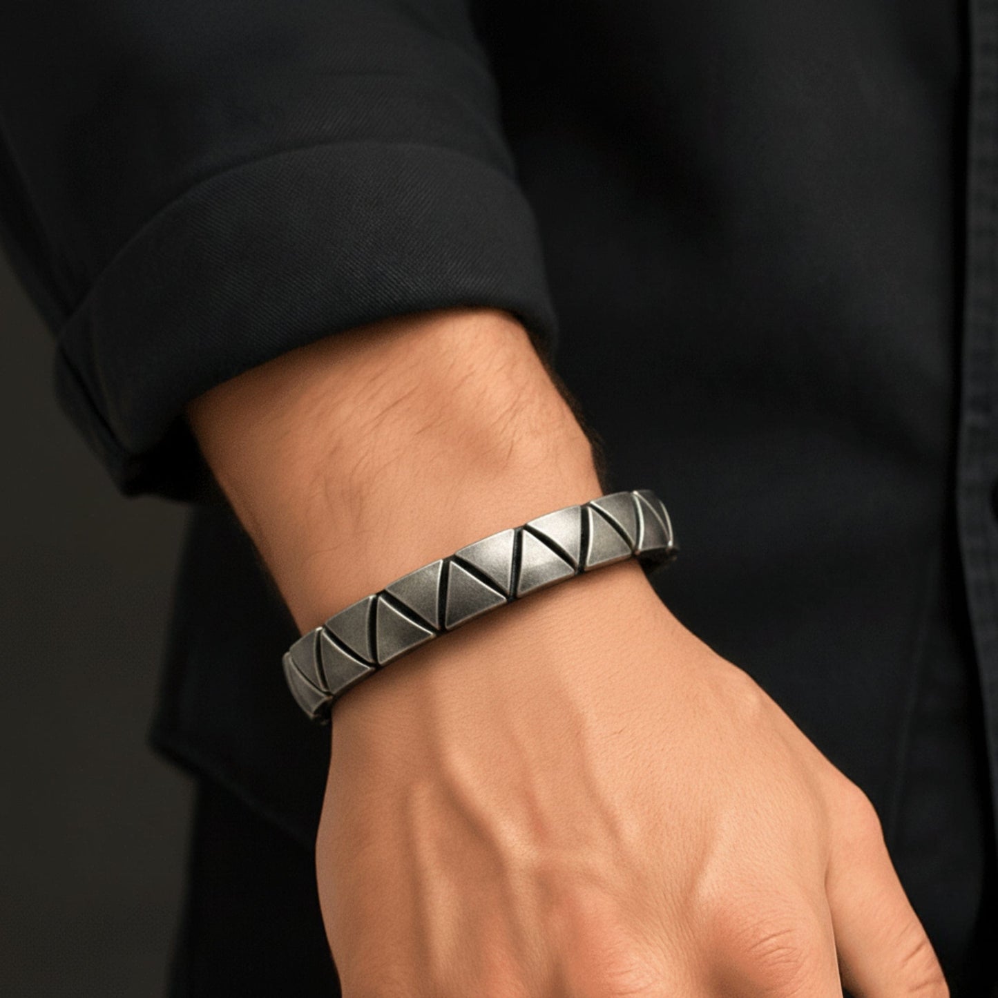 THE MEN THING Leather Bracelet DRAKKAR REIGN - 10mm Black Genuine Leather Adjustable Bracelet for Men & Boys (9.5 inch)