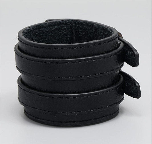 THE MEN THING Leather Bracelet DUSKFANG STRAP BLACK - Genuine Braided Leather Bracelet Set for Men & Boys (8 inch)