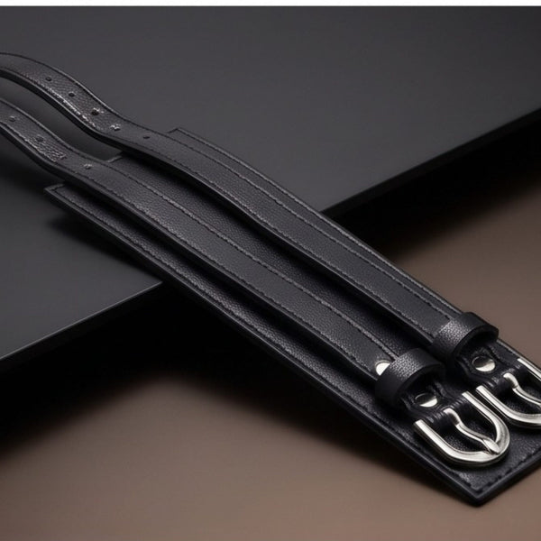 DUSKFANG STRAP BLACK - Genuine Braided Leather Bracelet Set for Men & Boys (8 inch)