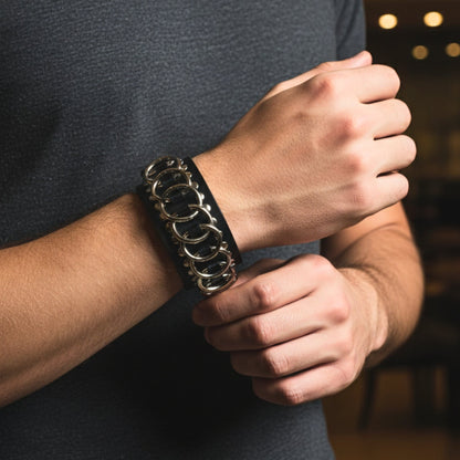 THE MEN THING Leather Bracelet EMBER LOOP - 38mm Genuine Leather Adjustable Bracelet for Men & Boys (9.5 inch)