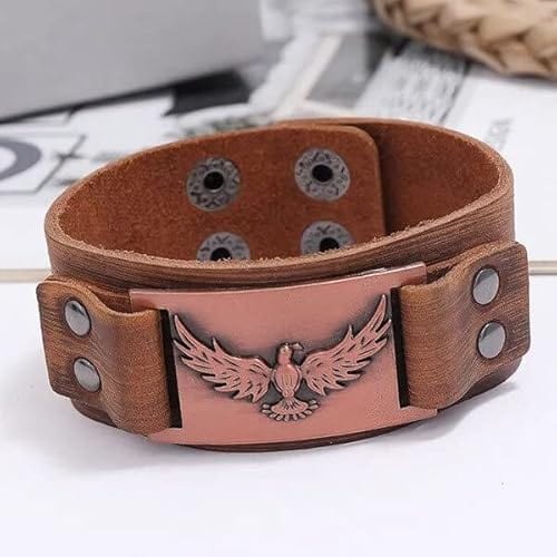 FIRESTORM PHOENIX BAND - Red Copper Genuine Braided Leather Bracelet Set for Men & Boys (8 inch)