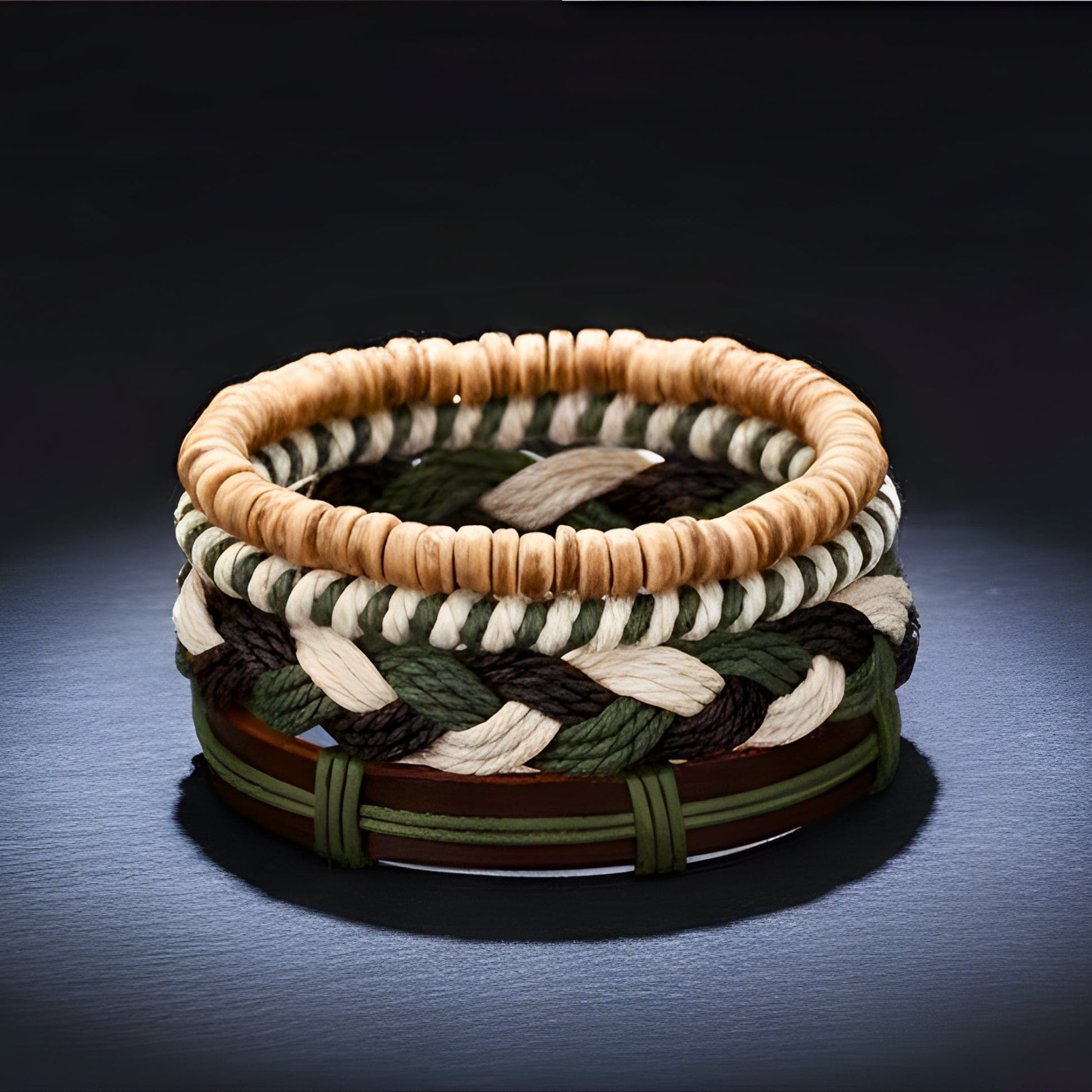 THE MEN THING Leather Bracelet FOREST BOND - 4 Pcs Brown Genuine Leather Adjustable Bracelet Set for Men & Boys (8 inch)