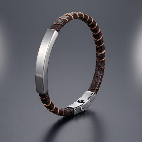 FORGE WRAP BROWN - 5mm Genuine Leather Bracelet with Double Fold-Over Clasp for Men & Boy (8 inch)