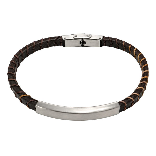FORGE WRAP BROWN - 5mm Genuine Leather Bracelet with Double Fold-Over Clasp for Men & Boy (8 inch)