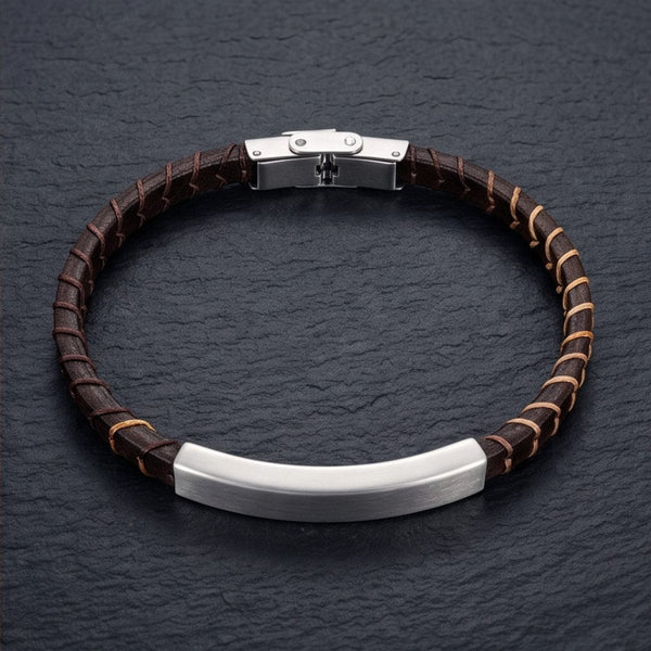 FORGE WRAP BROWN - 5mm Genuine Leather Bracelet with Double Fold-Over Clasp for Men & Boy (8 inch)