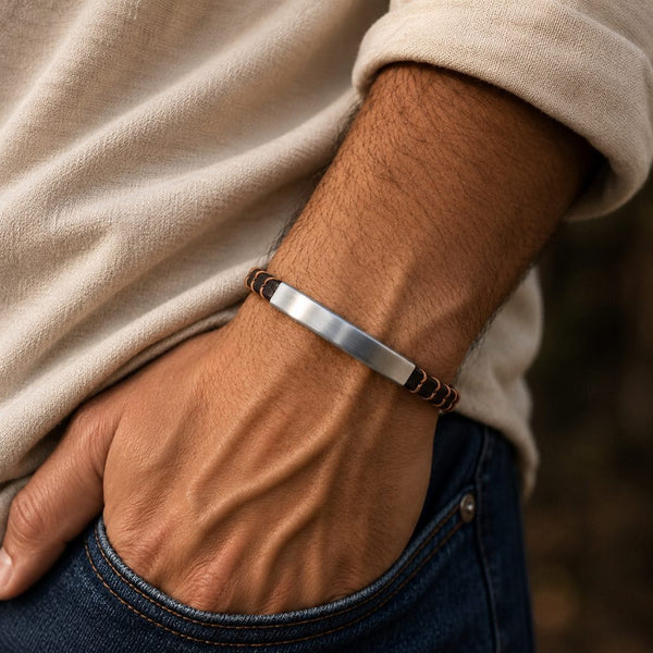 FORGE WRAP BROWN - 5mm Genuine Leather Bracelet with Double Fold-Over Clasp for Men & Boy (8 inch)