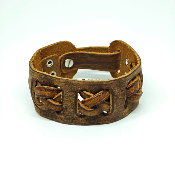 FRONTIER CUFF - 32mm Genuine Leather Adjustable Bracelet for Men & Boys (7 inch)