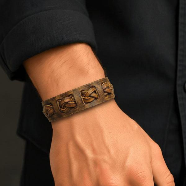 FRONTIER CUFF - 32mm Genuine Leather Adjustable Bracelet for Men & Boys (7 inch)