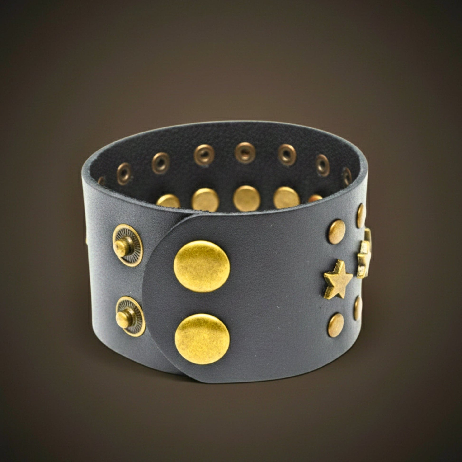 THE MEN THING Leather Bracelet GALAXY STAR - 40mm Genuine Leather Adjustable Bracelet for Men & Boys (8-9 inch)