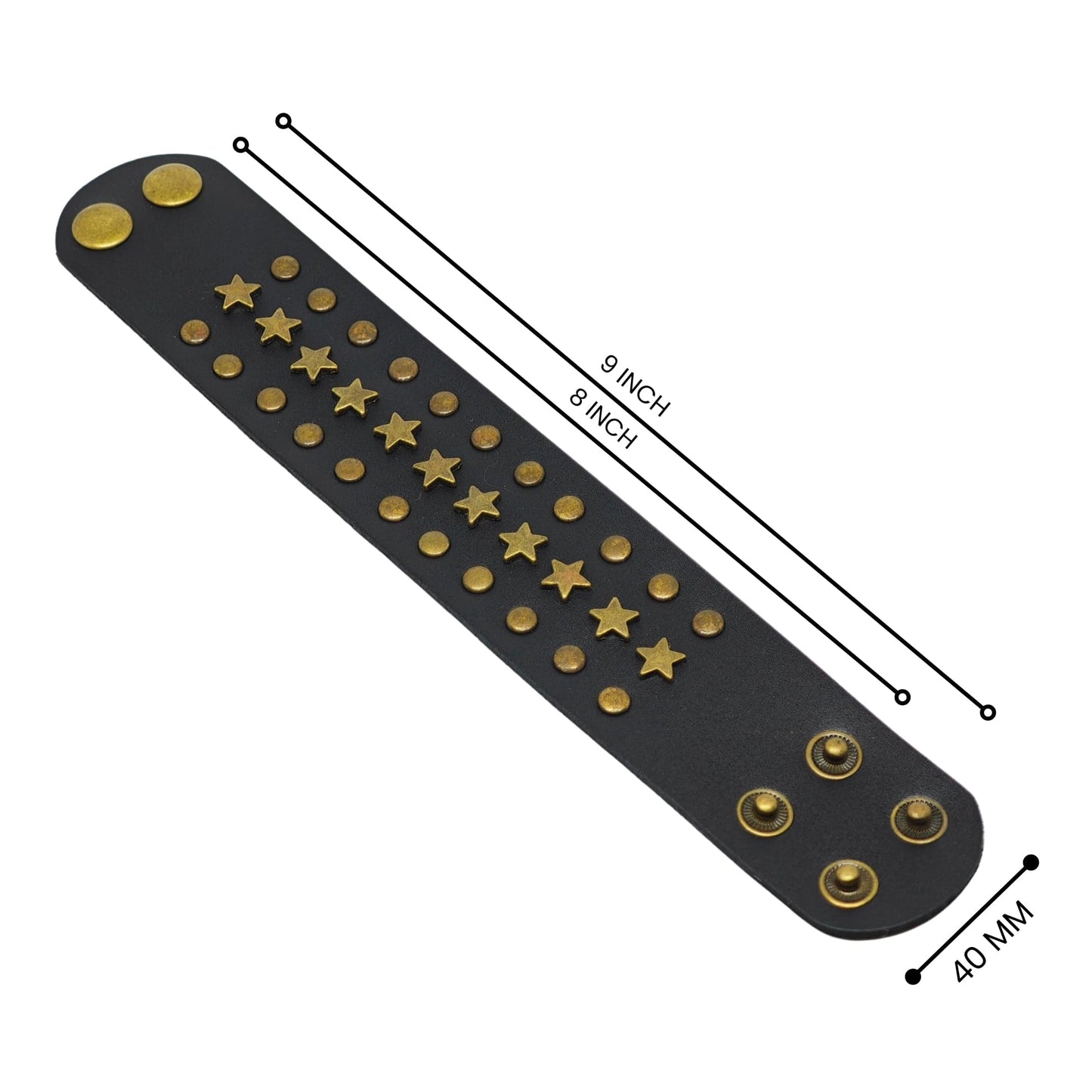 THE MEN THING Leather Bracelet GALAXY STAR - 40mm Genuine Leather Adjustable Bracelet for Men & Boys (8-9 inch)