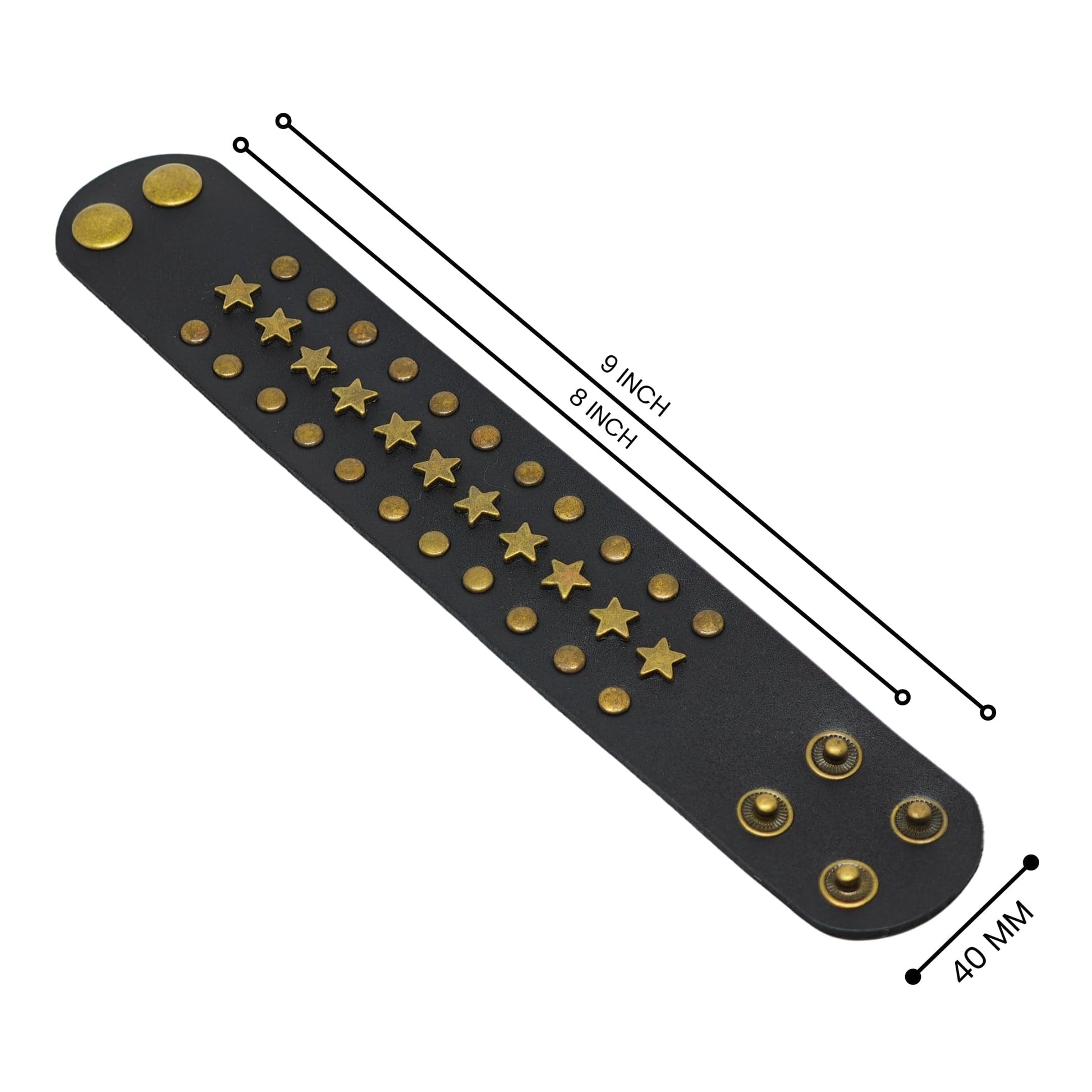 THE MEN THING Leather Bracelet GALAXY STAR - 40mm Genuine Leather Adjustable Bracelet for Men & Boys (8-9 inch)